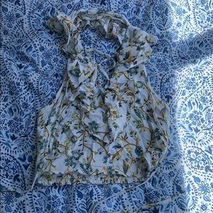 Cropped floral halter top